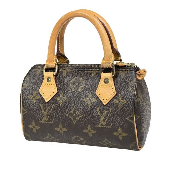 LOUIS VUITTON Mini Speedy Hand Bag Monogram Leather Brown France - Picture 1 of 15